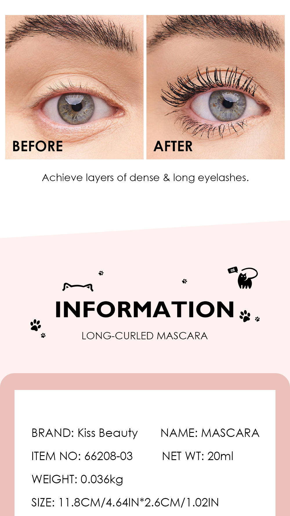 Trendify Aura's (Kiss Beauty) Waterproof Mascara – Curling, Volumizing & Lengthening”